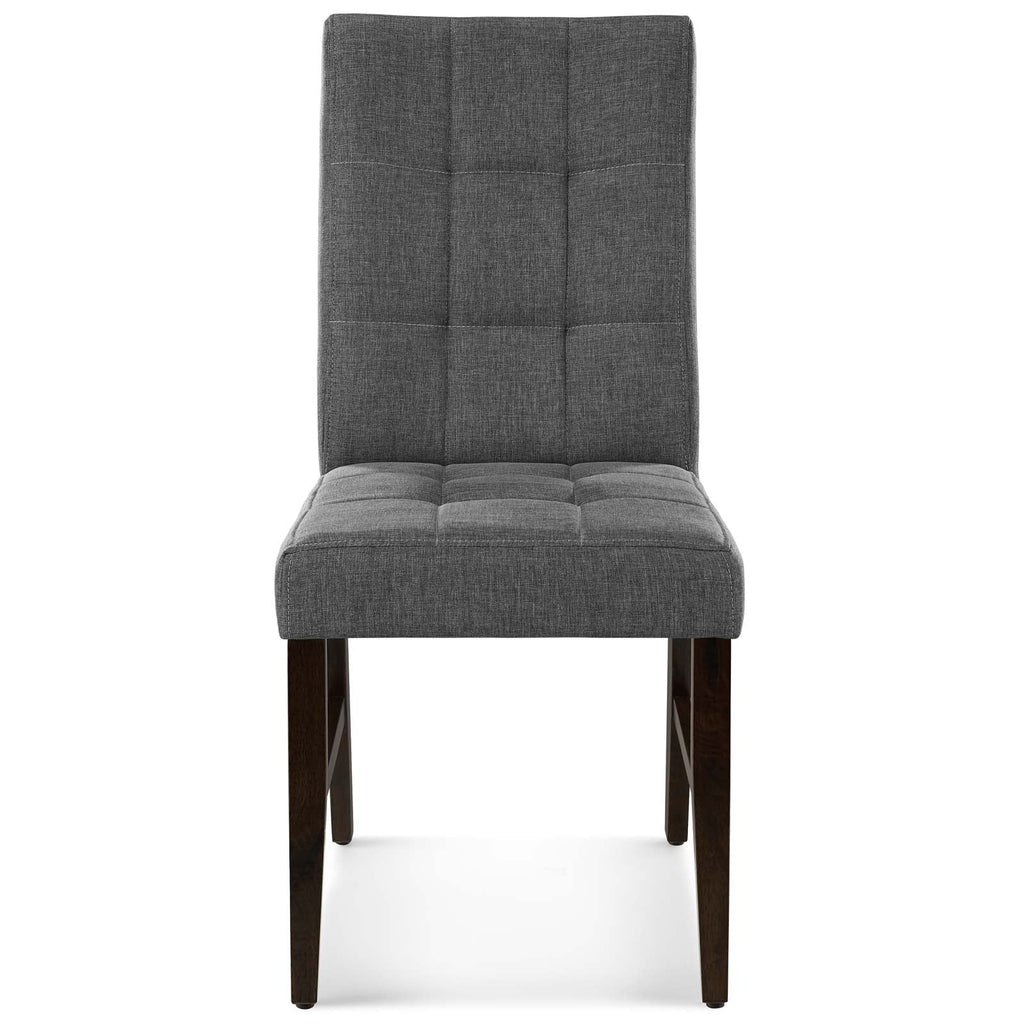 Promulgate Biscuit Tufted Upholstered Fabric Dining Chair Set of 2 in Gray