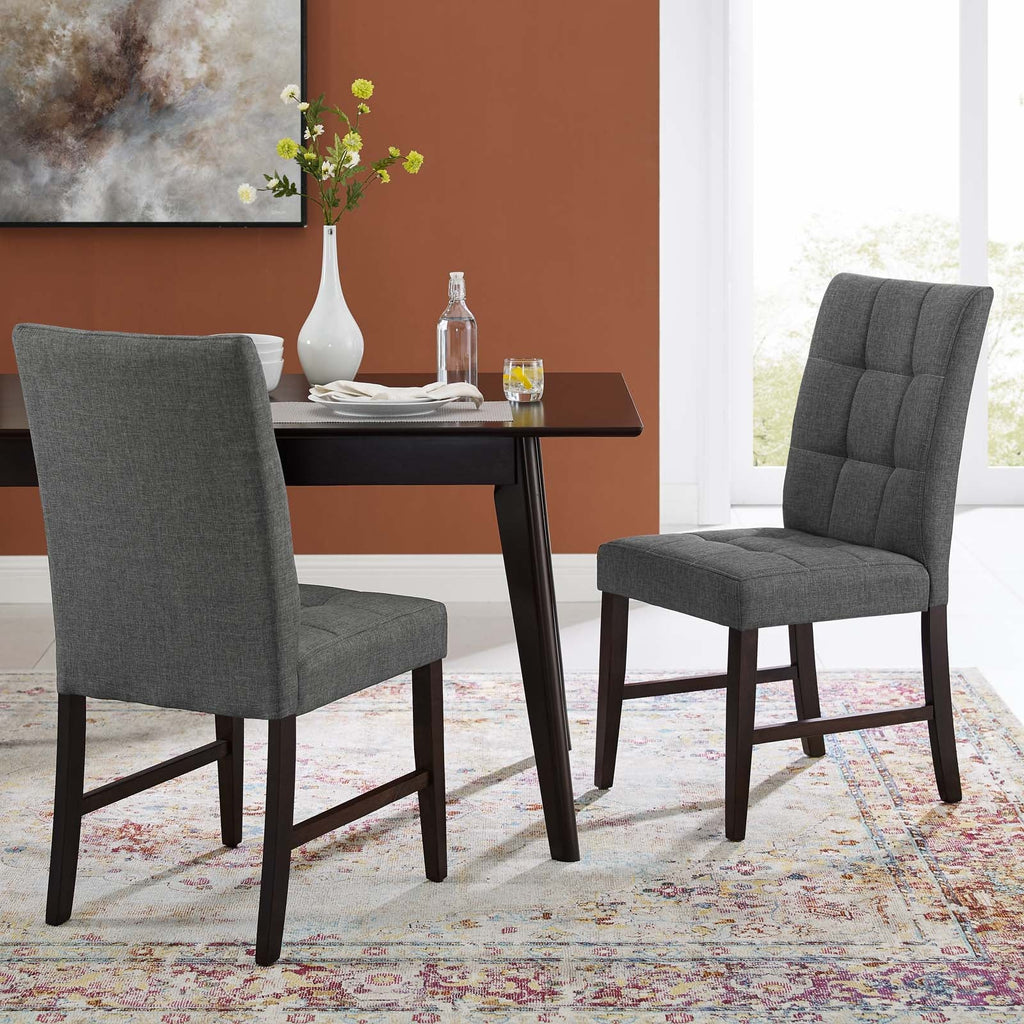 Promulgate Biscuit Tufted Upholstered Fabric Dining Chair Set of 2 in Gray