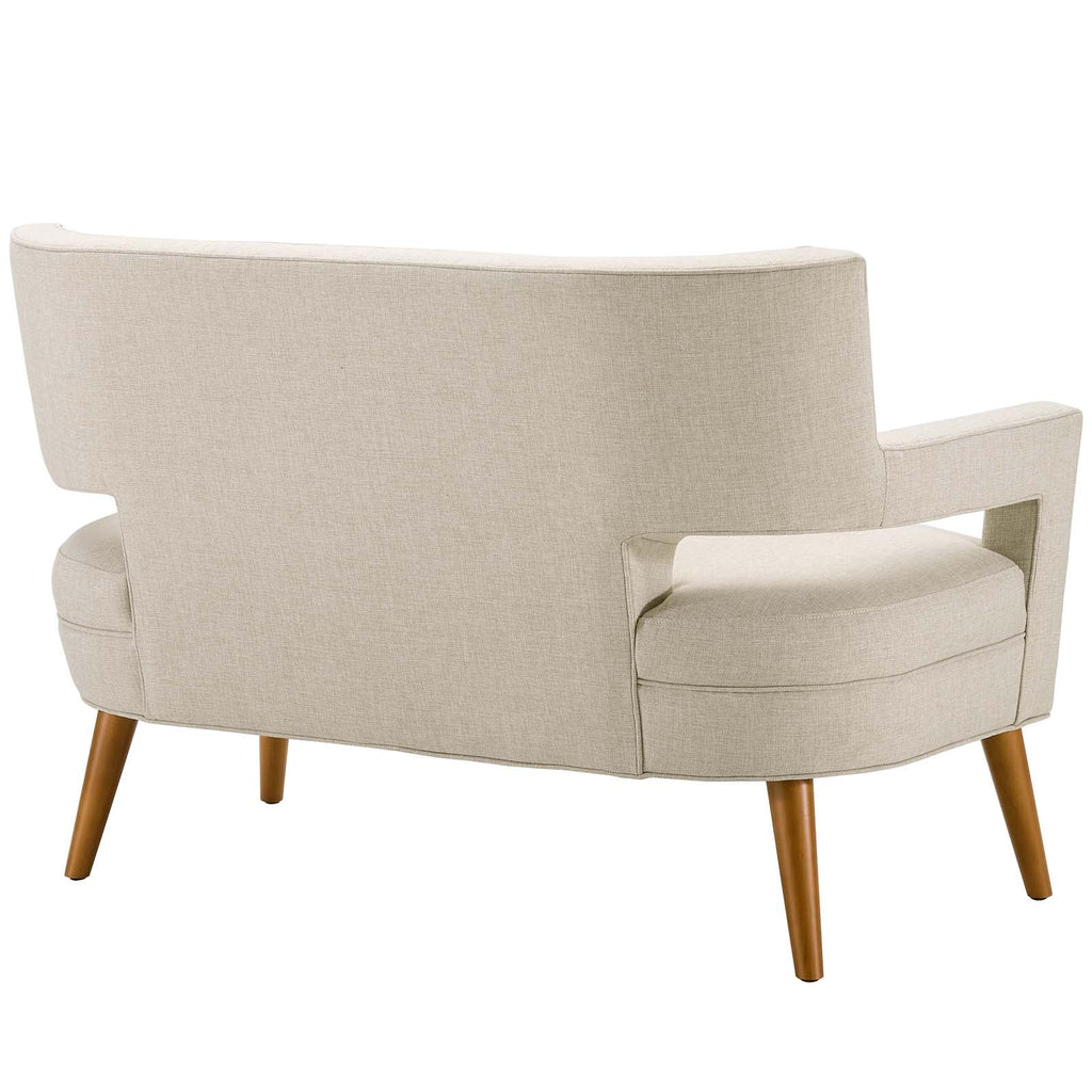 Sheer Upholstered Fabric Loveseat in Sand