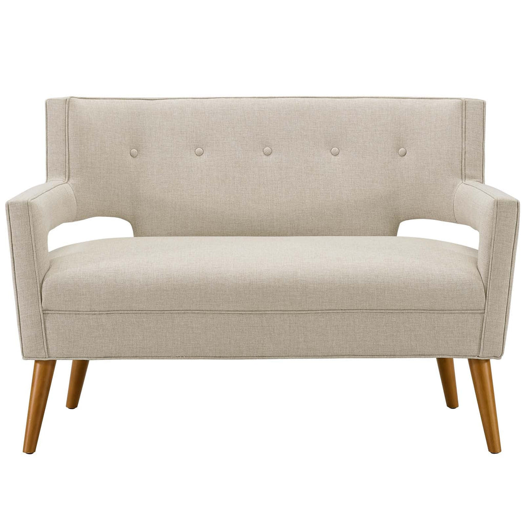 Sheer Upholstered Fabric Loveseat in Sand