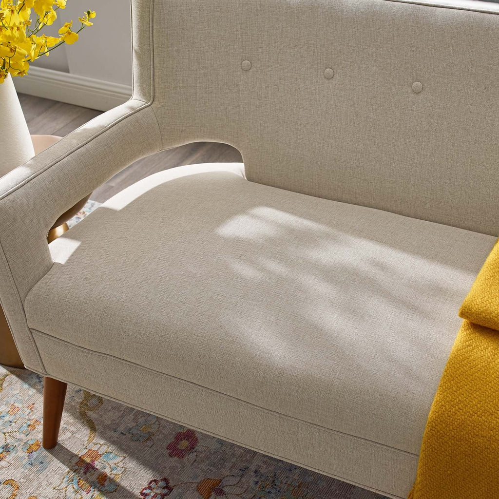 Sheer Upholstered Fabric Loveseat in Sand