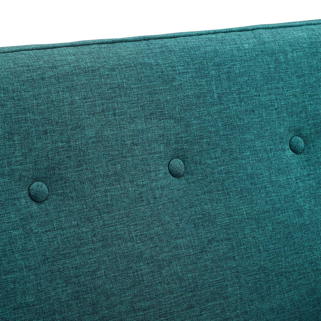 Sheer Upholstered Fabric Loveseat in Teal