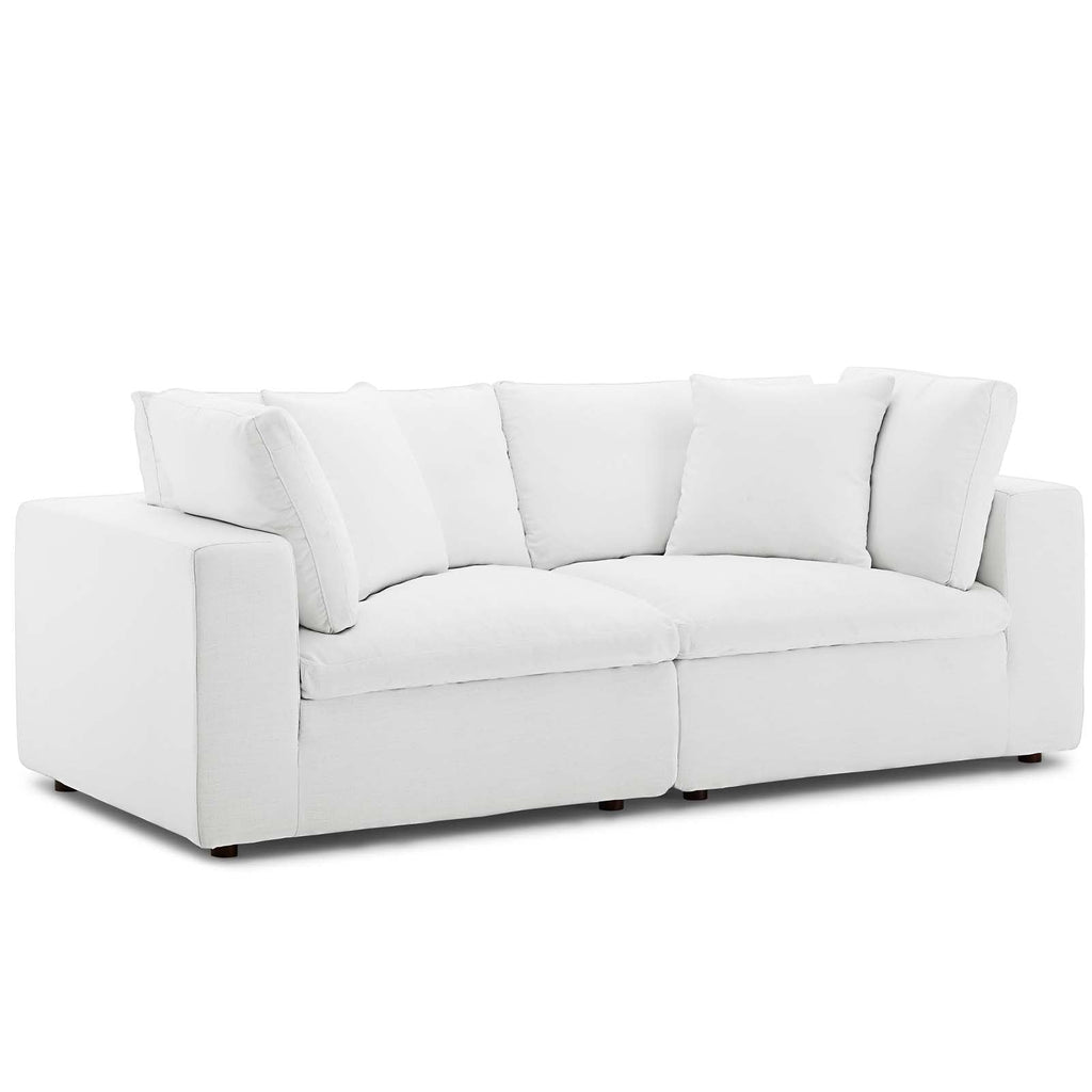 Commix Down Filled Overstuffed 2 Piece Sectional Sofa Set in White