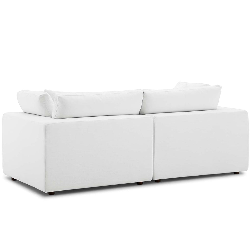 Commix Down Filled Overstuffed 2 Piece Sectional Sofa Set in White