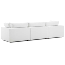 Commix Down Filled Overstuffed 3 Piece Sectional Sofa Set in White