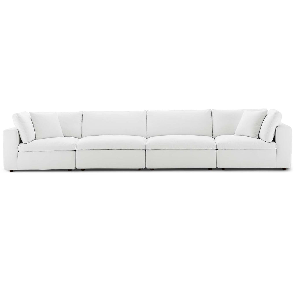 Commix Down Filled Overstuffed 4 Piece Sectional Sofa Set in White-1