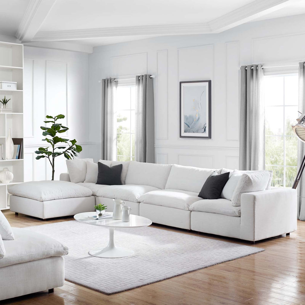 Commix Down Filled Overstuffed 5 Piece Sectional Sofa Set in White-3