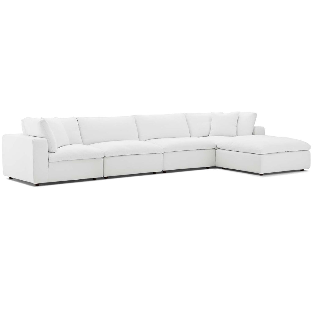 Commix Down Filled Overstuffed 5 Piece Sectional Sofa Set in White-3