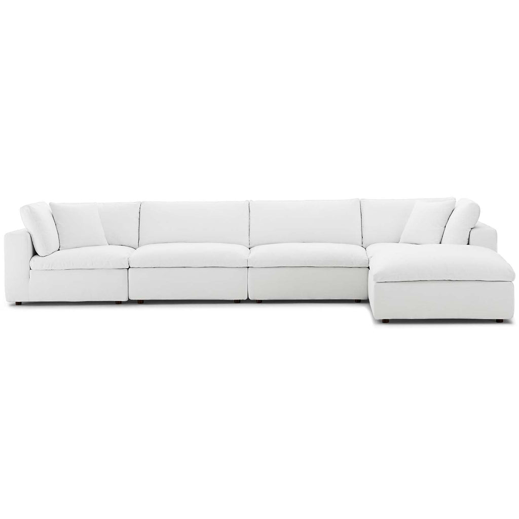 Commix Down Filled Overstuffed 5 Piece Sectional Sofa Set in White-3