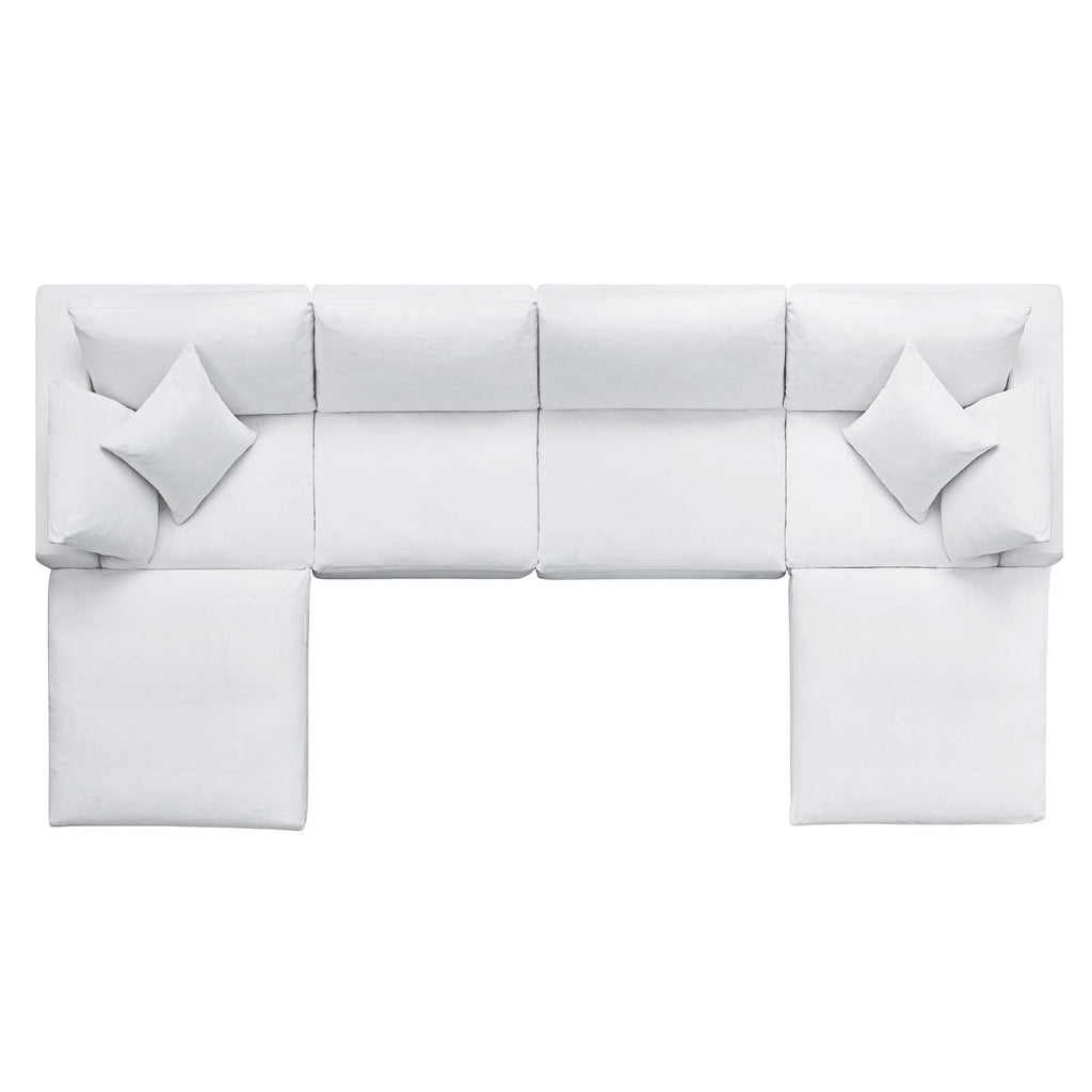 Commix Down Filled Overstuffed 6 Piece Sectional Sofa Set in White-1