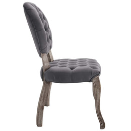 Exhibit French Vintage Dining Performance Velvet Side Chair in Gray