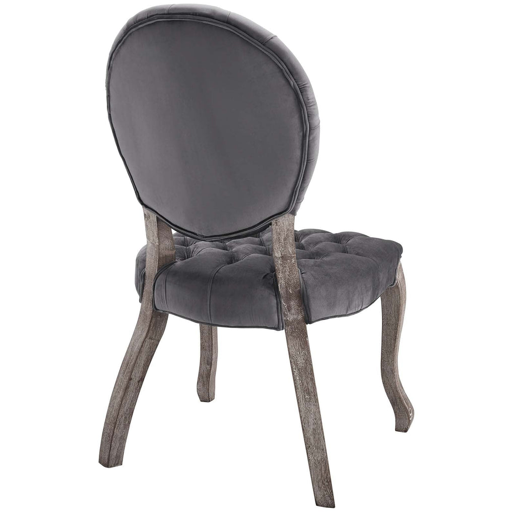 Exhibit French Vintage Dining Performance Velvet Side Chair in Gray