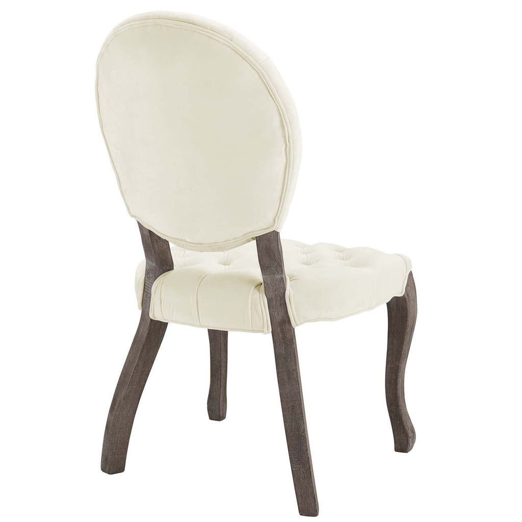 Exhibit French Vintage Dining Performance Velvet Side Chair in Ivory