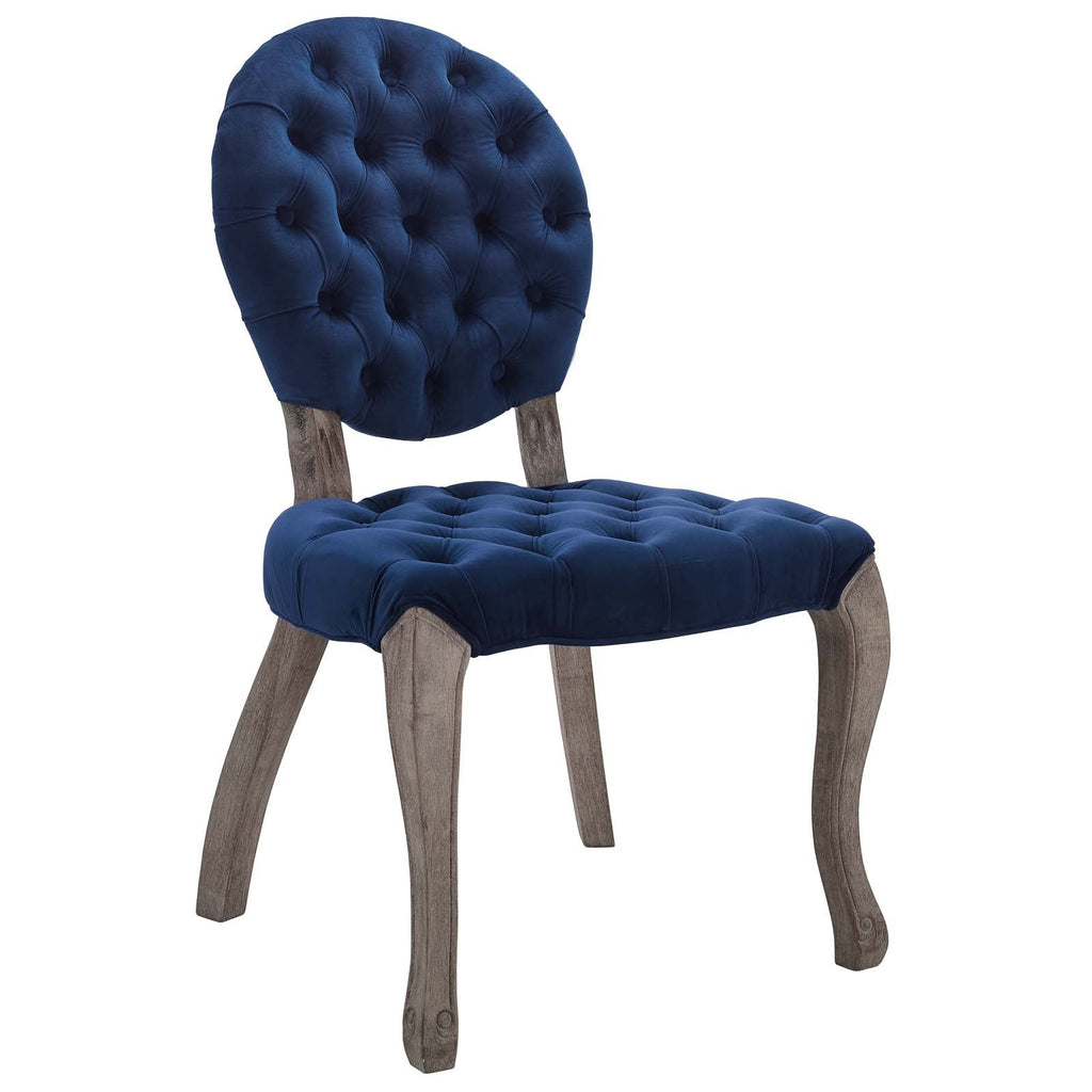 Exhibit French Vintage Dining Performance Velvet Side Chair in Navy