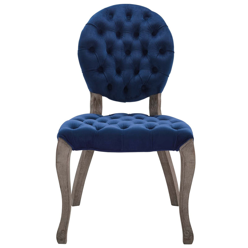Exhibit French Vintage Dining Performance Velvet Side Chair in Navy