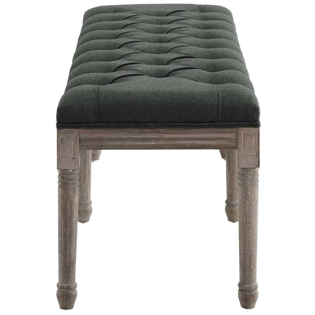 Province French Vintage Upholstered Fabric Bench in Gray