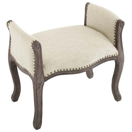 Avail Vintage French Upholstered Fabric Bench in Beige