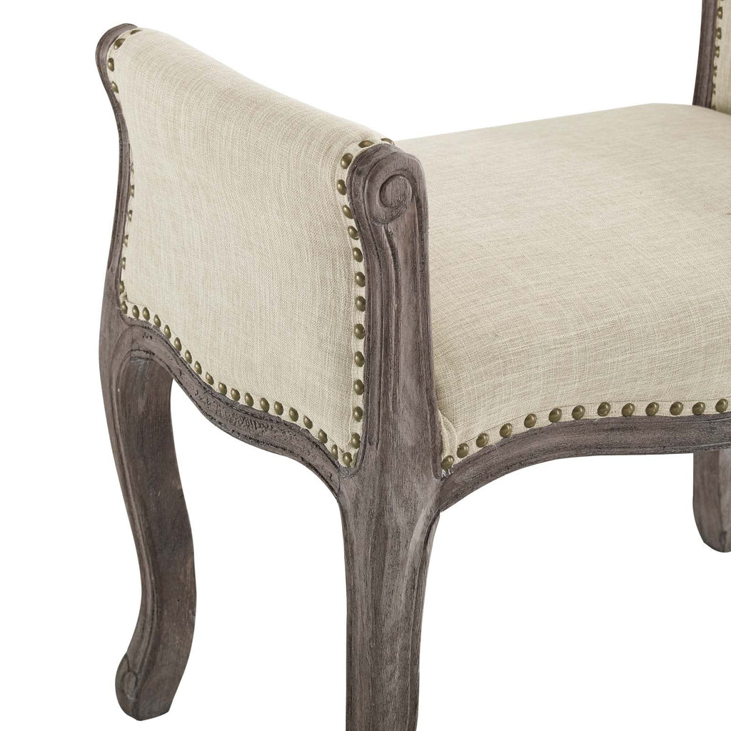 Avail Vintage French Upholstered Fabric Bench in Beige