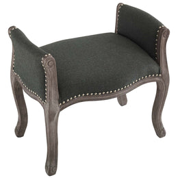 Avail Vintage French Upholstered Fabric Bench in Gray