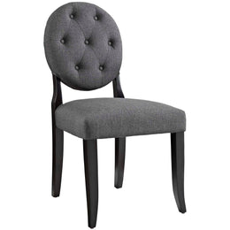 Button Dining Side Chair Upholstered Fabric Set of 4 in Gray