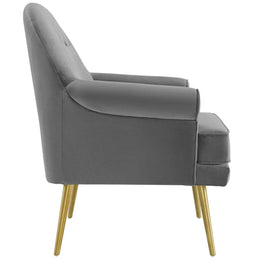 Revive Tufted Button Accent Performance Velvet Armchair in Gray
