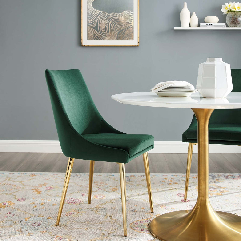 Viscount Modern Accent Performance Velvet Dining Chair in Green