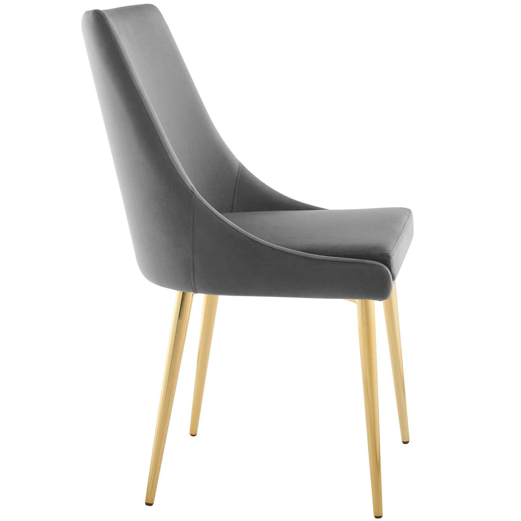 Viscount Modern Accent Performance Velvet Dining Chair in Gray