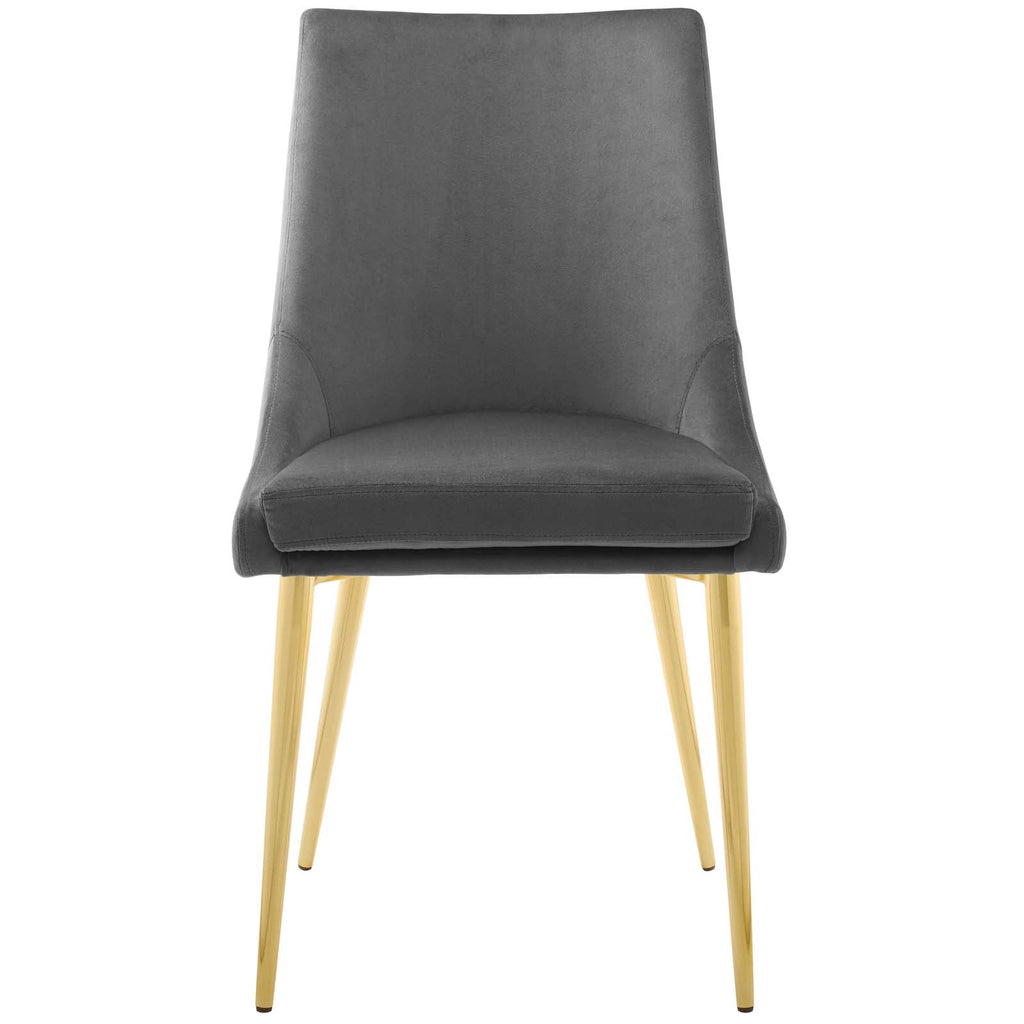 Viscount Modern Accent Performance Velvet Dining Chair in Gray