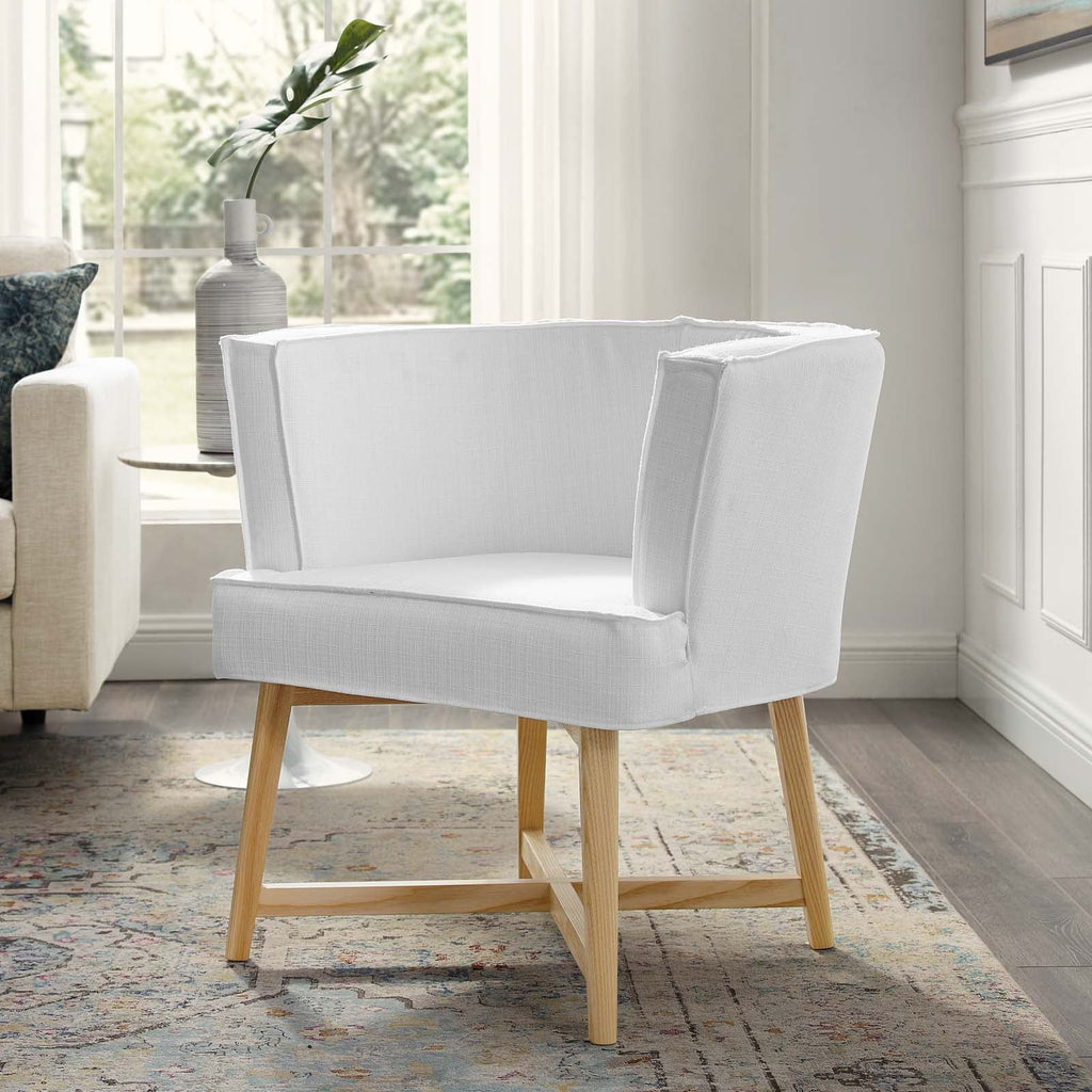 Anders Upholstered Fabric Accent Chair in White