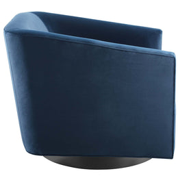 Twist Accent Lounge Performance Velvet Swivel Chair in Midnight Blue