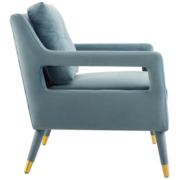 Premise Accent Lounge Performance Velvet Armchair in Light Blue