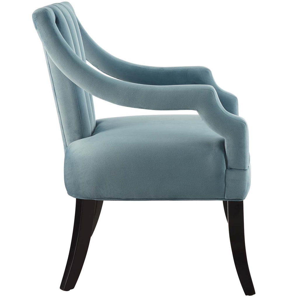 Harken Performance Velvet Accent Chair in Light Blue