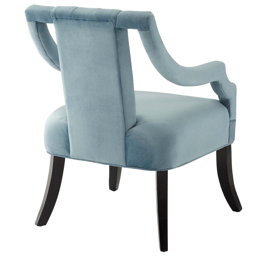 Harken Performance Velvet Accent Chair in Light Blue