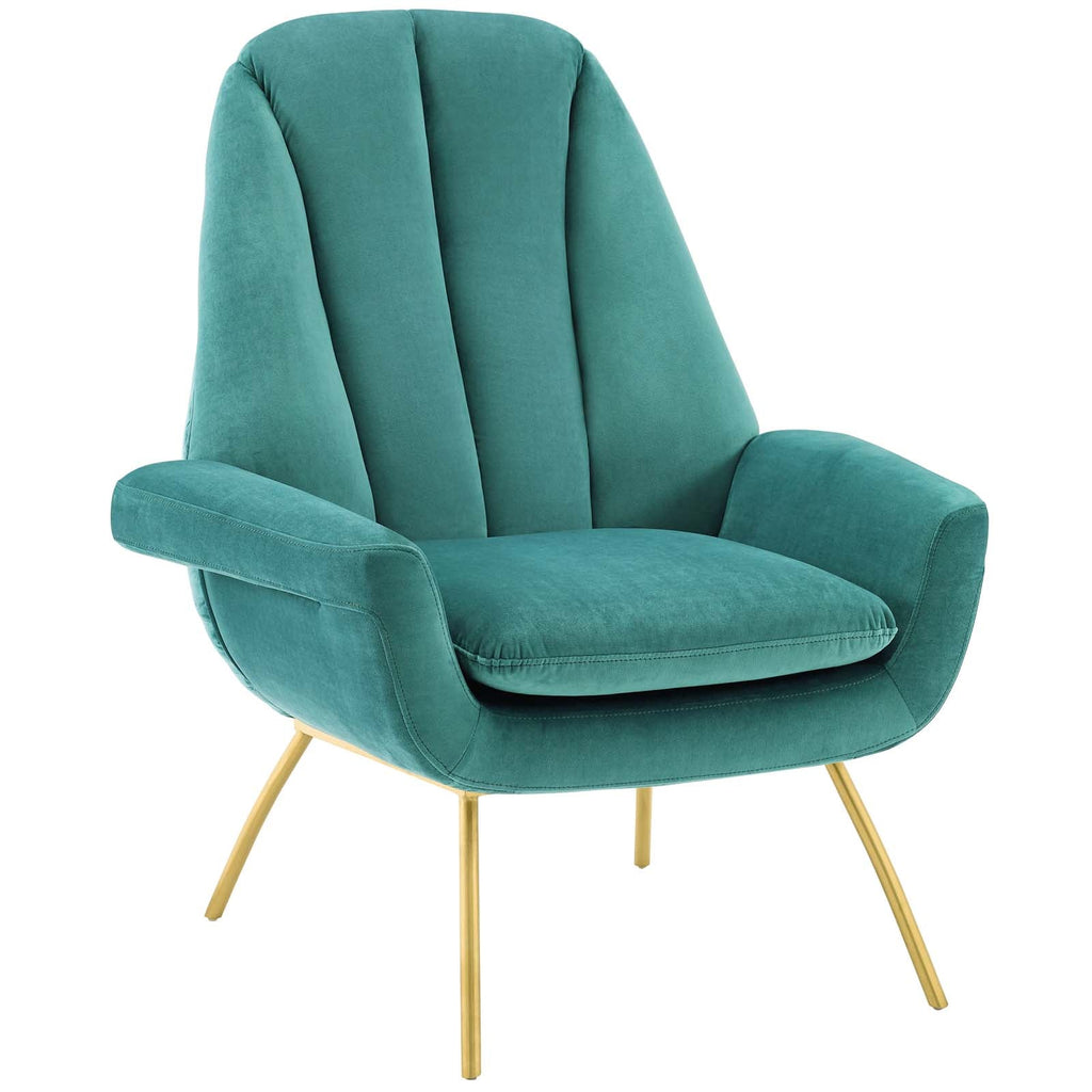 Summit Accent Performance Velvet Armchair in Teal