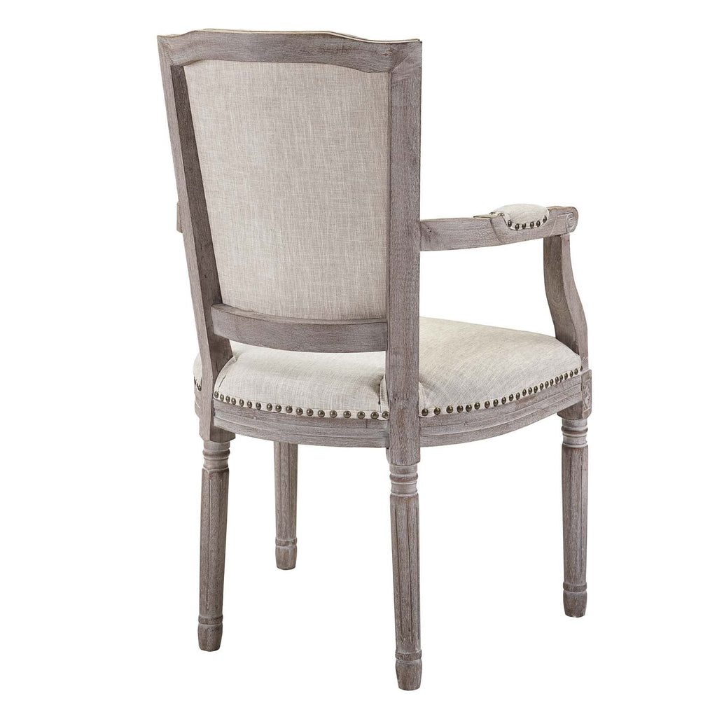 Penchant Dining Armchair Upholstered Fabric Set of 4 in Beige