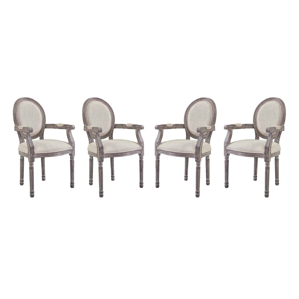 Emanate Dining Armchair Upholstered Fabric Set of 4 in Beige