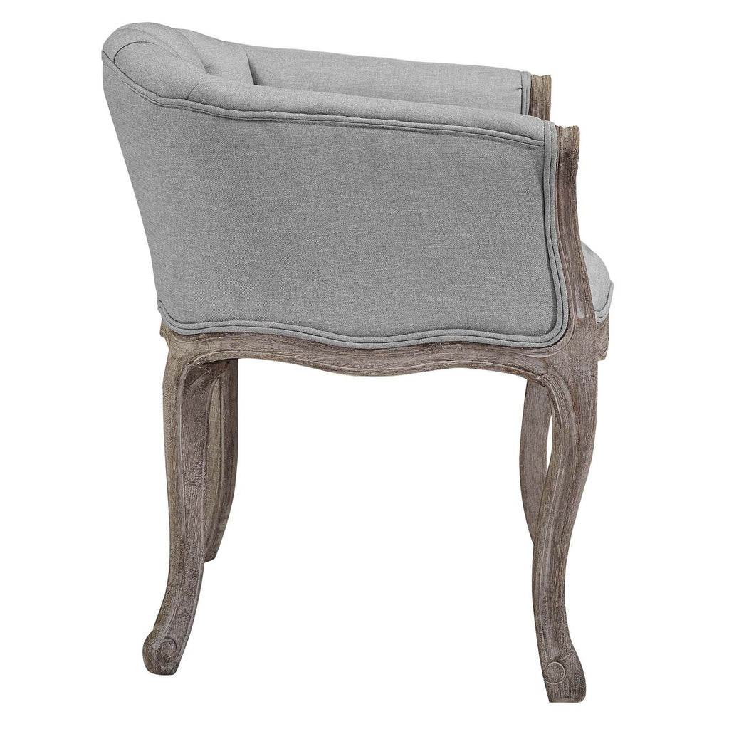 Crown Dining Armchair Upholstered Fabric Set of 4 in Light Gray