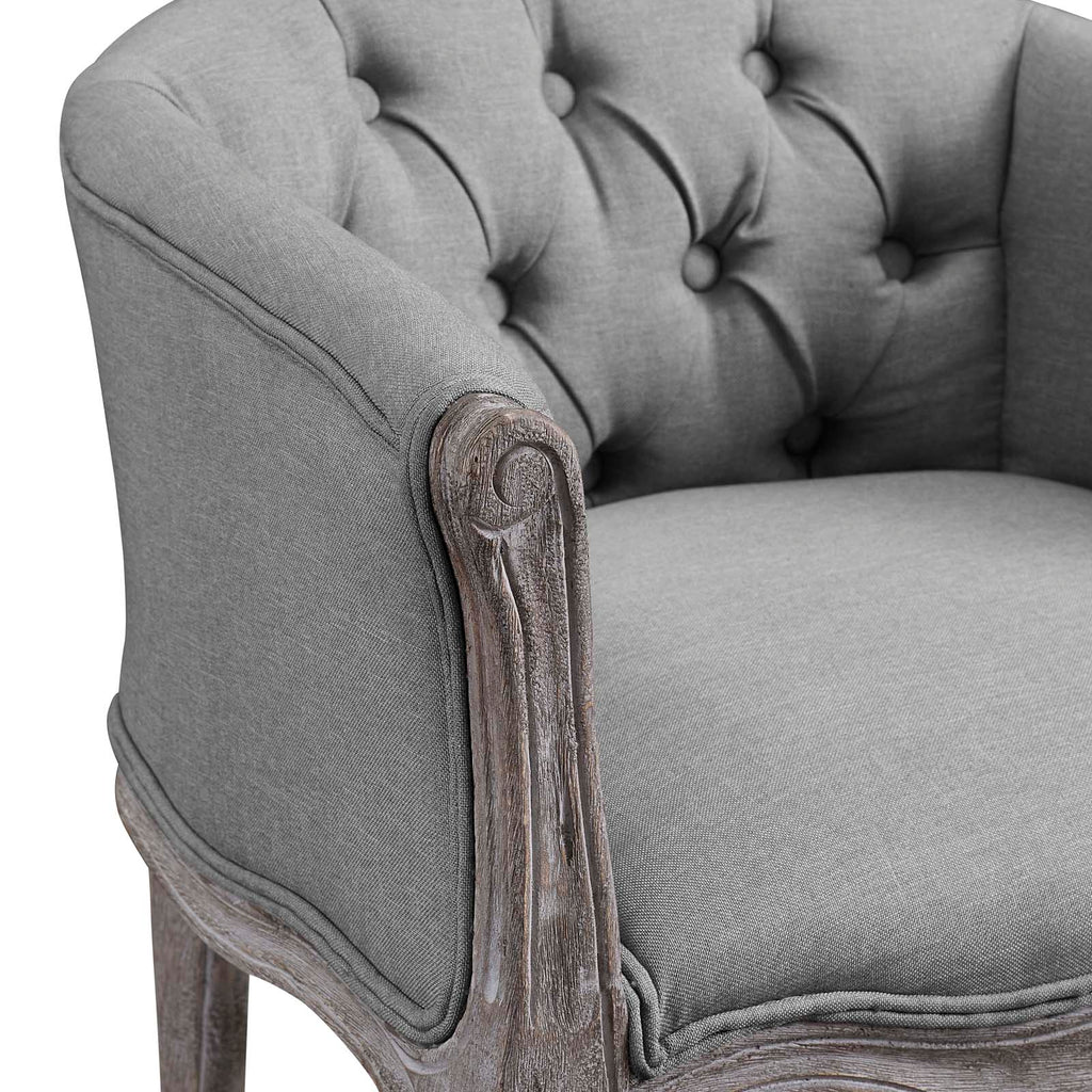 Crown Dining Armchair Upholstered Fabric Set of 4 in Light Gray