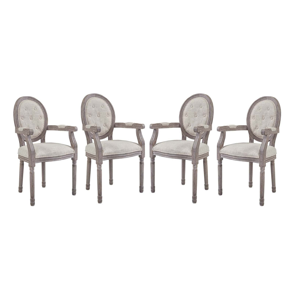 Arise Dining Armchair Upholstered Fabric Set of 4 in Beige