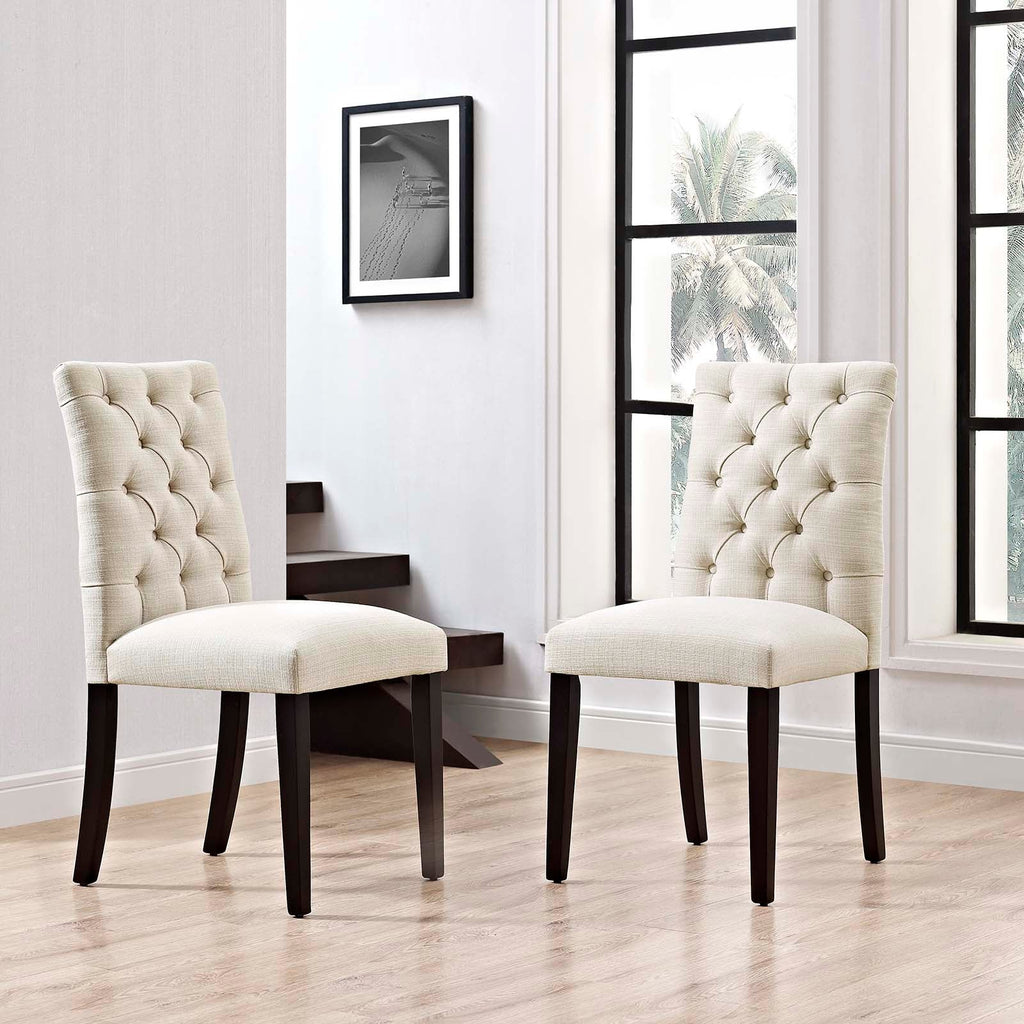 Duchess Dining Chair Fabric Set of 2 in Beige