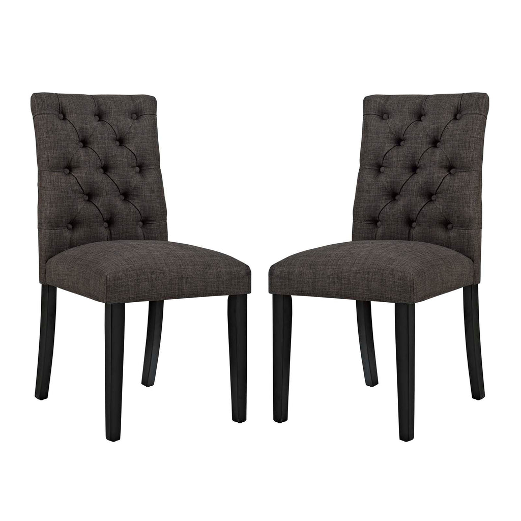 Duchess Dining Chair Fabric Set of 2 in Brown