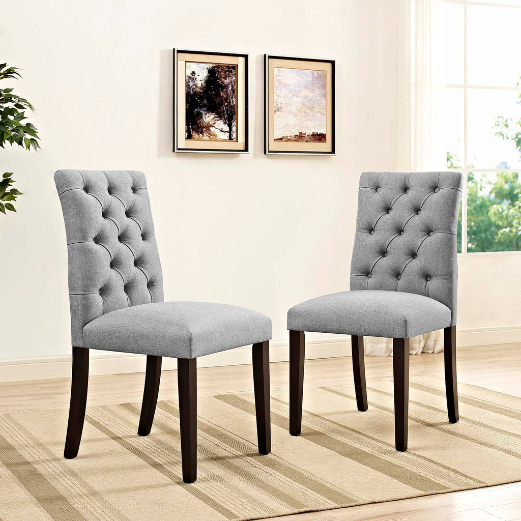 Duchess Dining Chair Fabric Set of 2 in Light Gray