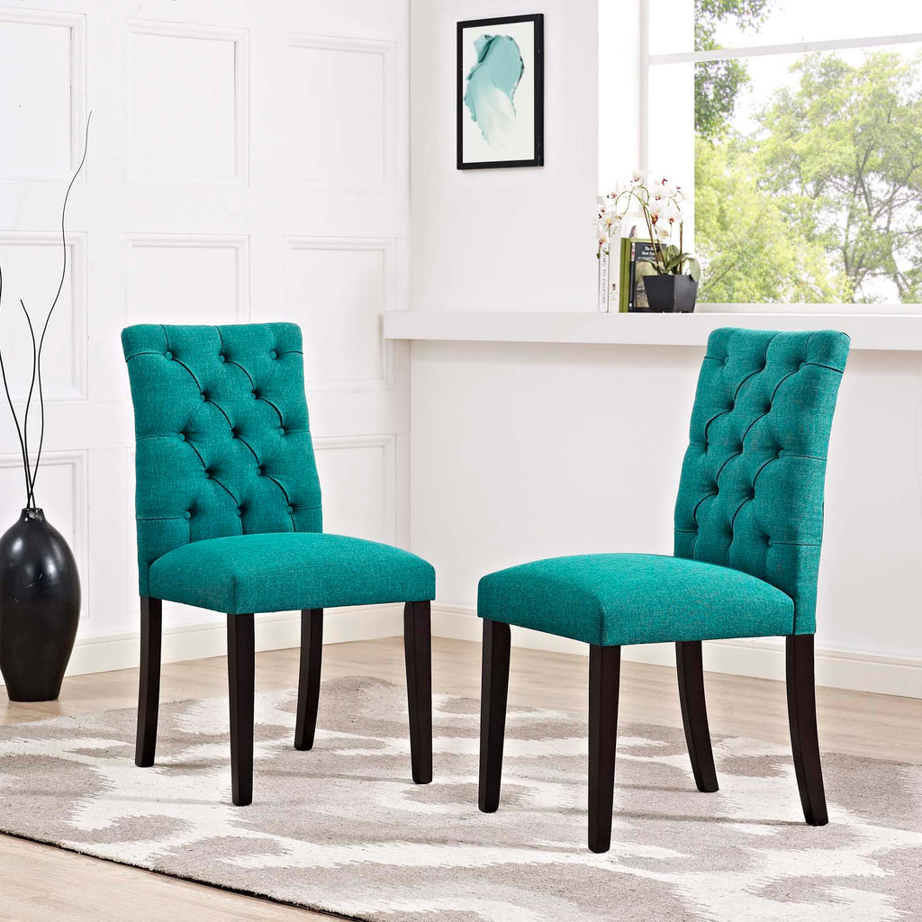 Duchess Dining Chair Fabric Set of 2 in Teal