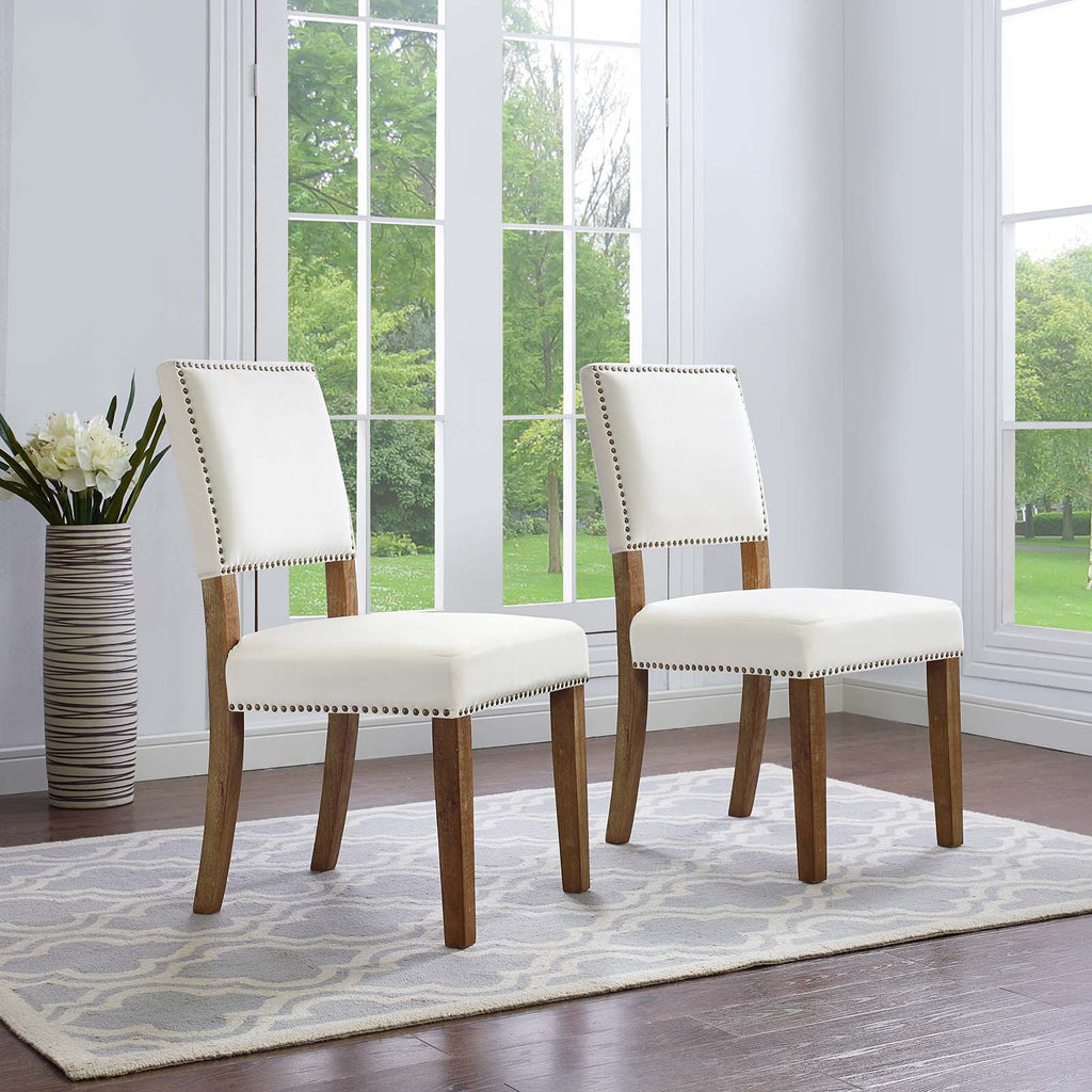 Oblige Dining Chair Wood Set of 2 in Ivory