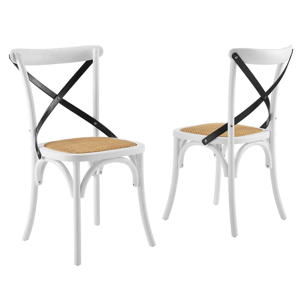 Gear Dining Side Chair Set of 2 in White Black