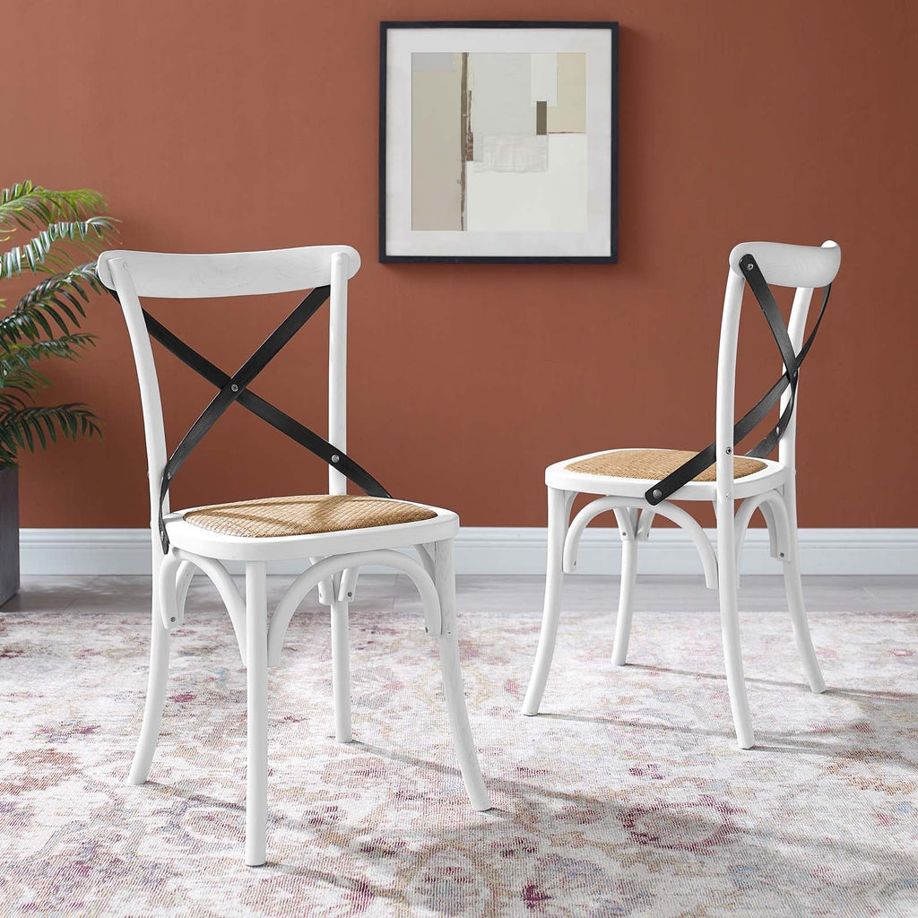 Gear Dining Side Chair Set of 2 in White Black