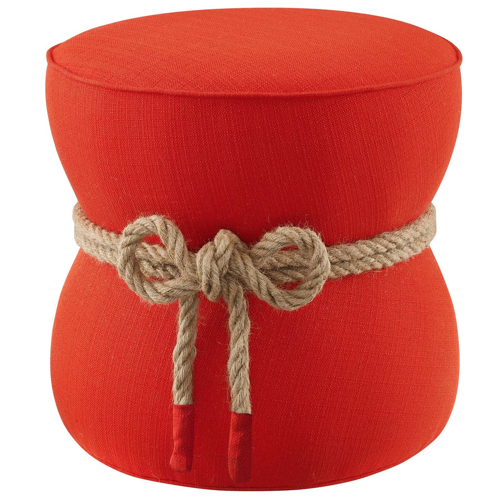 Beat Nautical Rope Upholstered Fabric Ottoman in Atomic Red