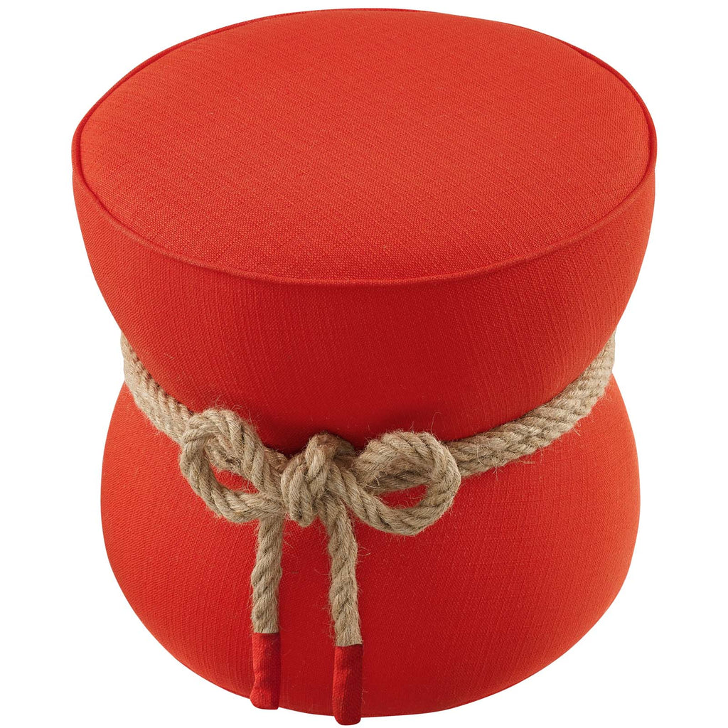 Beat Nautical Rope Upholstered Fabric Ottoman in Atomic Red