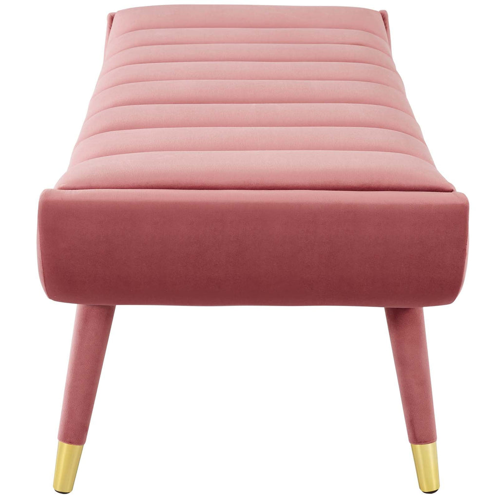 Guess Channel Tufted Performance Velvet Accent Bench in Dusty Rose