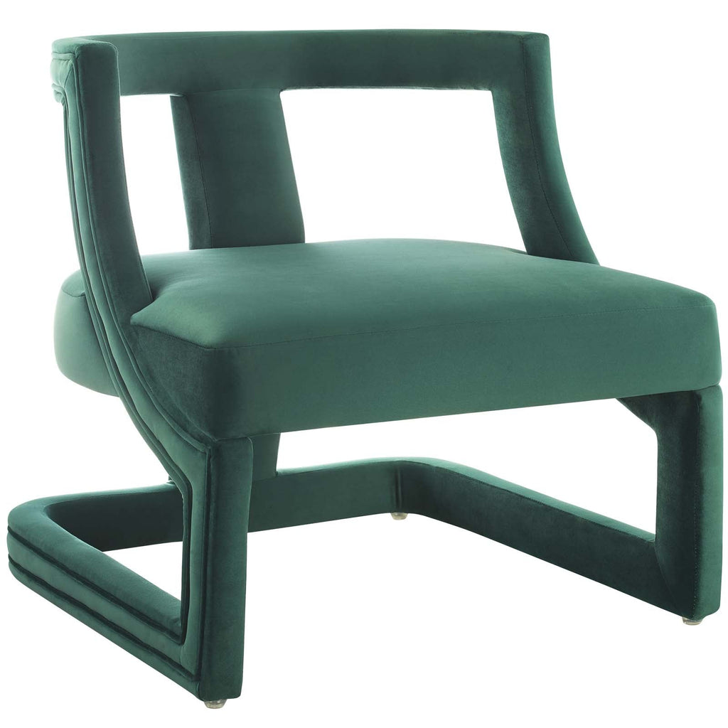 Requisite Accent Lounge Performance Velvet Armchair in Green